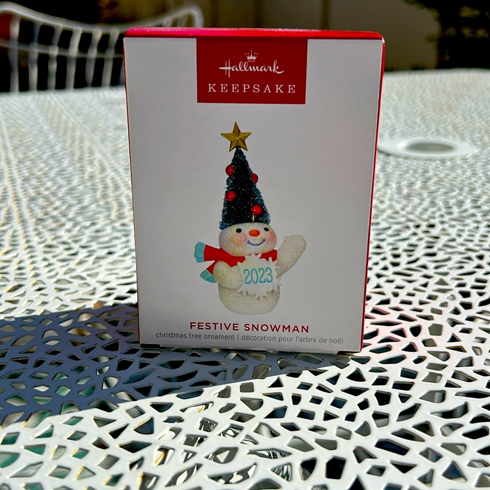 Hallmark keepsake ornament. 2023 limited edition festive snowman ornament!